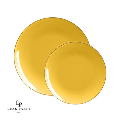 Yellow • Gold Round Plastic Plates | 10 Pack