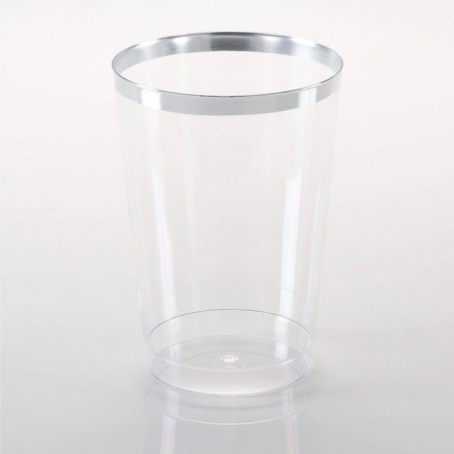 Luxe 12 Oz Clear Plastic • Silver Plastic Cups | 20 Cups