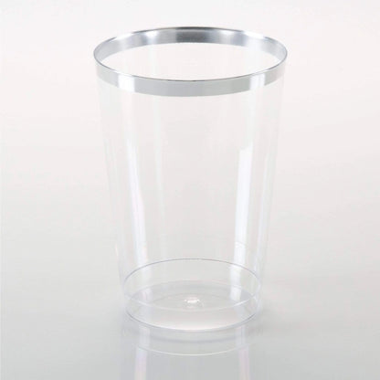 Luxe 12 Oz Clear Plastic • Silver Plastic Cups | 20 Cups
