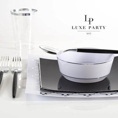 Luxe 9 Oz Clear Plastic • Silver Plastic Cups | 20 Cups