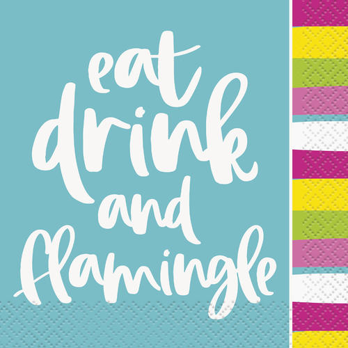 Summer Pineapple & Flamingo Beverage Napkins  16ct