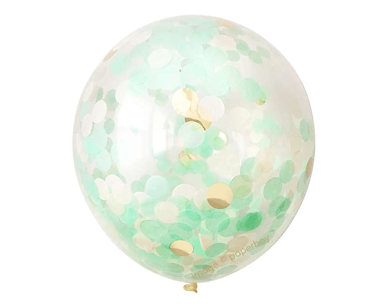Mint & Gold Confetti Balloon