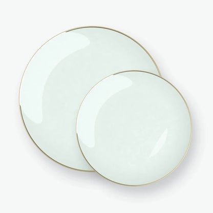 Mint • Gold Round Plastic Plates | 10 Pack