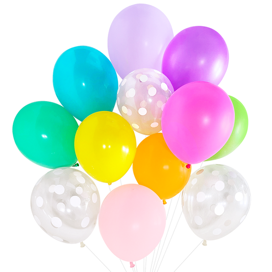 Rainbow Unicorn Balloon Bouquet White Polka Dot