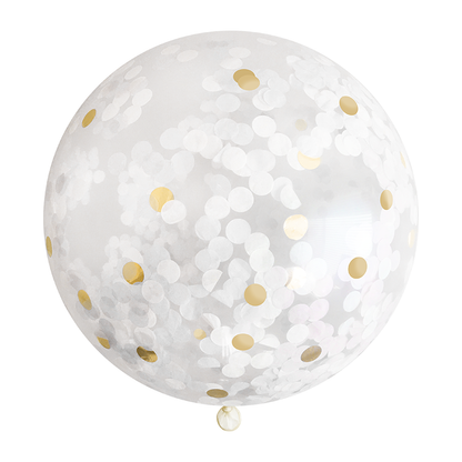 White & Gold Confetti Balloon
