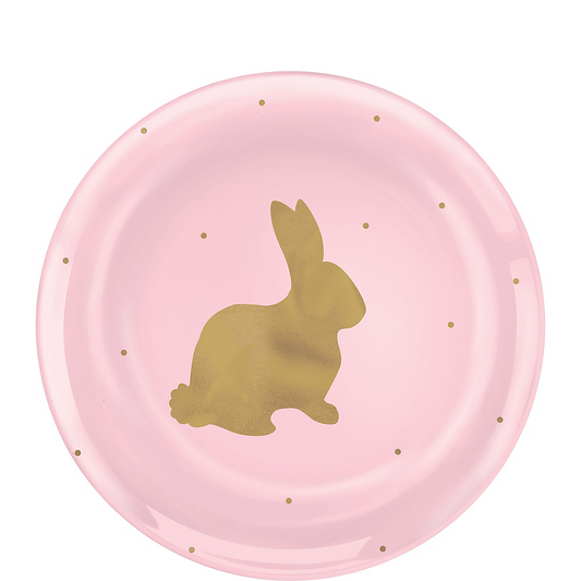 Pink Easter Bunny Plastic Dessert Plates 20ct