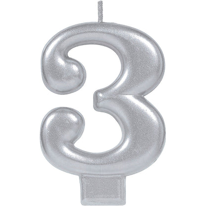 Silver Number Candles