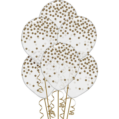 Transparent & Gold Dot Balloons 12in