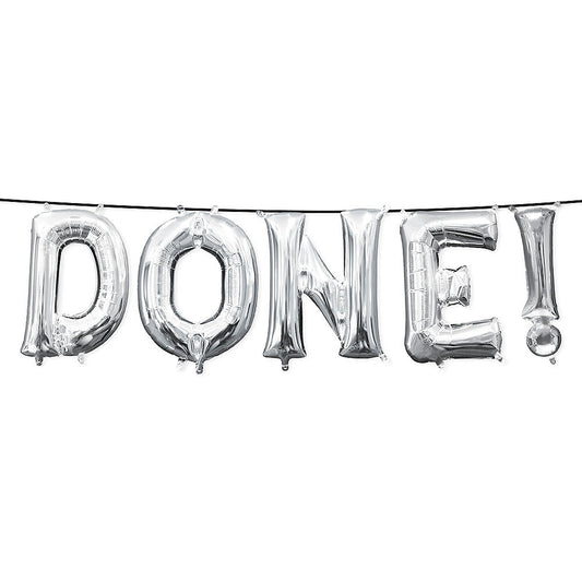Air-Filled Silver Done Letter Balloon Kit 5pc *