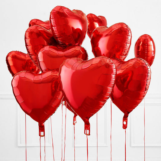 Dozen Red Heart Mylars