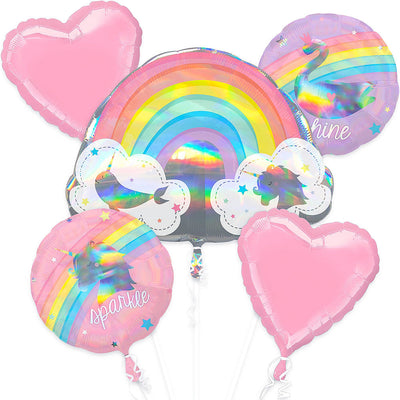 KatchOn, Rainbow, Sun and Clouds Party Balloons Set - 31 Inch, Pack of 7 |  Big Rainbow Mylar Balloons, Cloud Balloons for Clouds Decorations | Sun