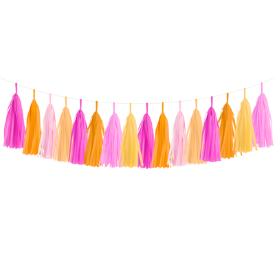 Jumbo Balloon & Tassel Tail - Pink Grapefruit (Pink & Orange)