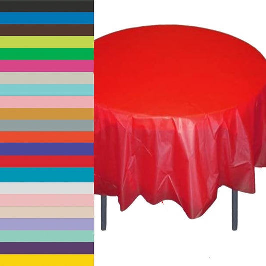 Round Solid Color Plastic 84'' Tablecovers
