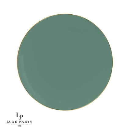 Round Sage • Gold Plastic Plates | 10 Pack