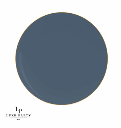 Round Slate • Gold Plastic Plates | 10 Pack