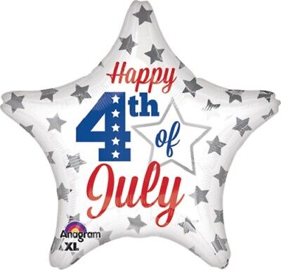 USA INDEPENDENCE DAY SILVER STAR FLAG STARS & STRIPES 4TH JULY FOIL BALLOON