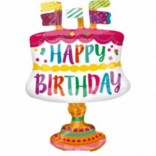 Printed Fancy Cake with Flags Birthday Balloon