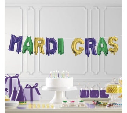 Mardi Gras Foil Letter Balloon Banner Kit (1ct)