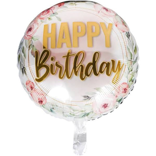 Floral Happy Birthday Foil Balloons, 18-in
