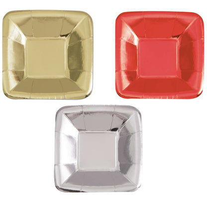 Red Foil Square 5" Appetizer Plates 8ct - Foil Board