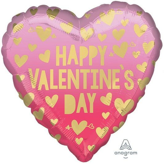 Heart 'Happy Valentine's Day' Pink Ombre Balloon